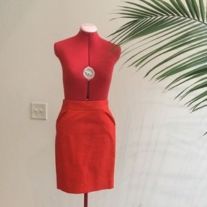 J Crew Size 0-2 Red Pencil Skirt with Pockets